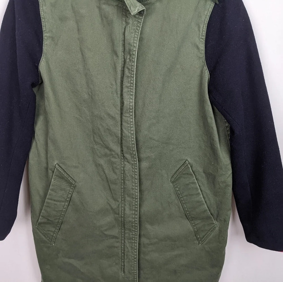 Zara Contrast Sleeve Oversized Cargo Military Coat Jacket Parka Cotton Wool M - Picture 8 of 12